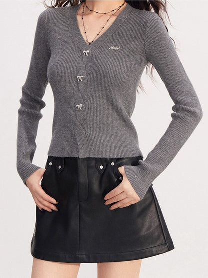 Shimmer Soft-Touch Knit V-Neck