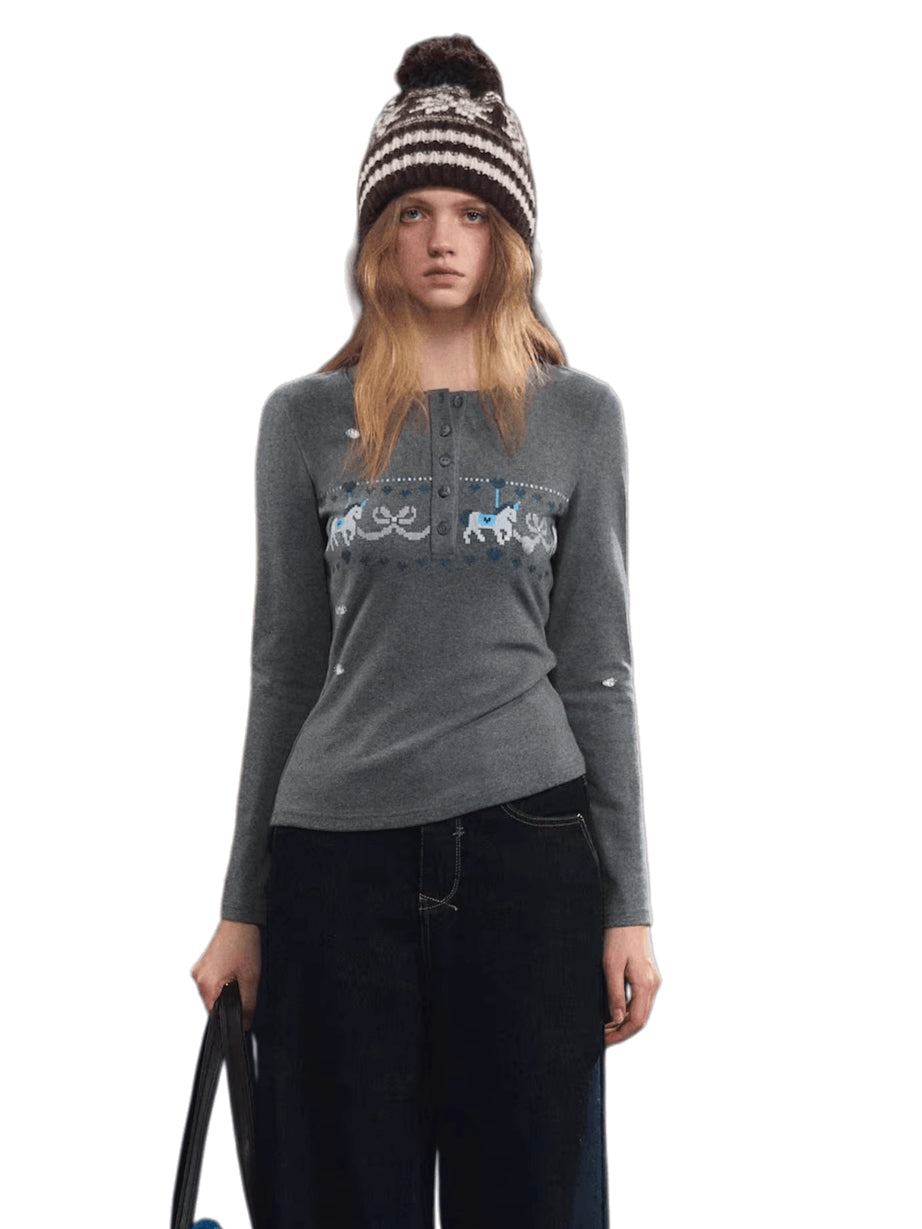 Carousel Print Plush-Feel Top