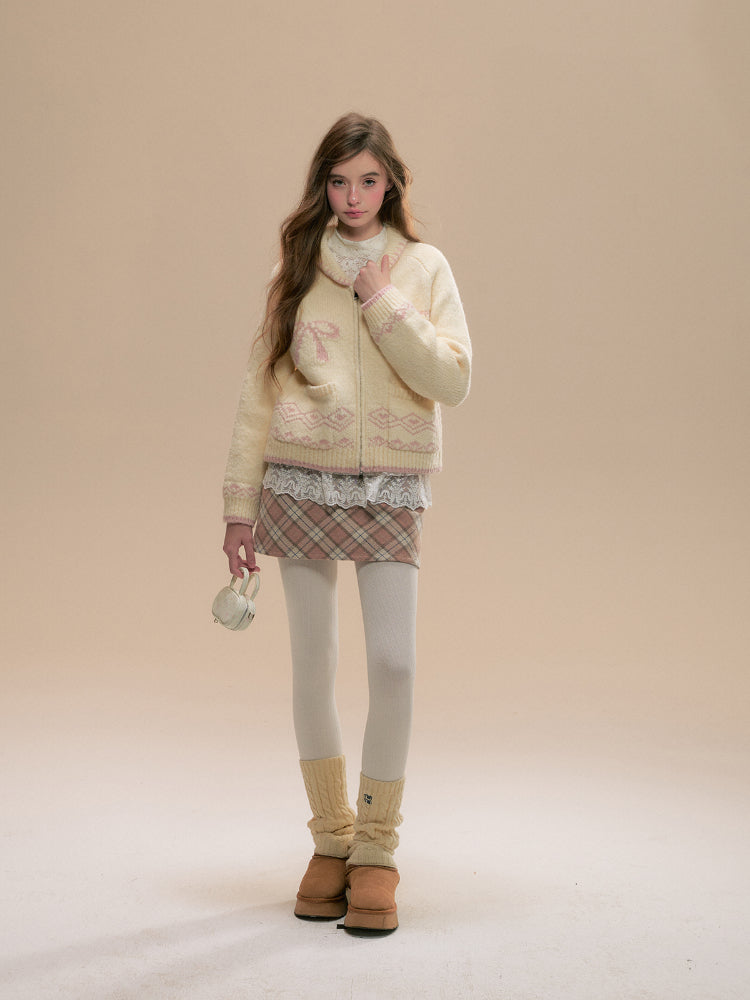 Pink Fair Isle Wool Cardigan