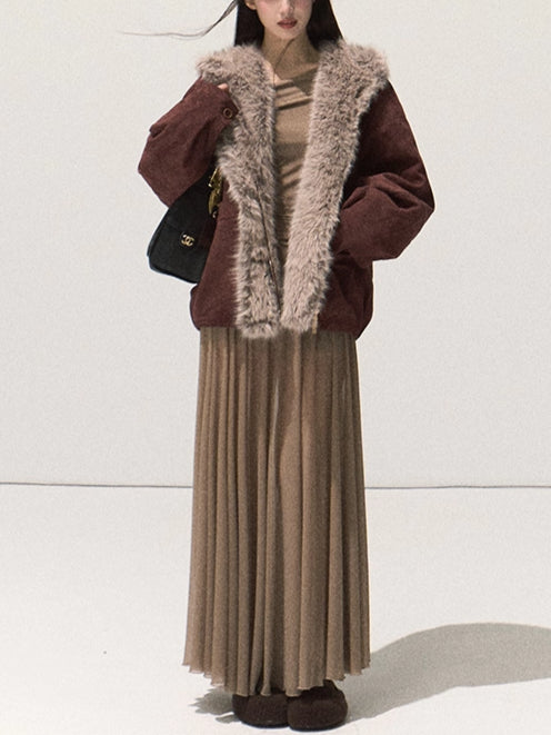 Faux Fur Collar Hooded Puffer Jacket