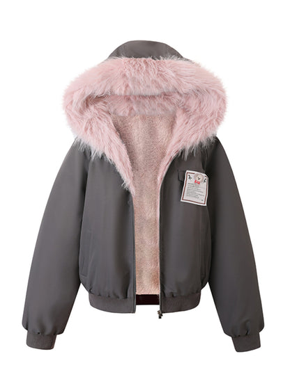 Eco-friendly Fur Splicing One-piece Coat