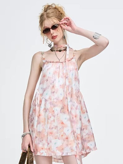 Pink Floral A-Line Camisole Dress