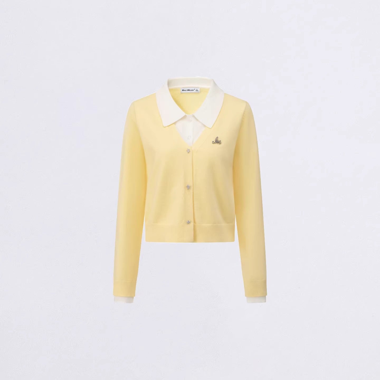 Layered-Effect Knit Polo Top