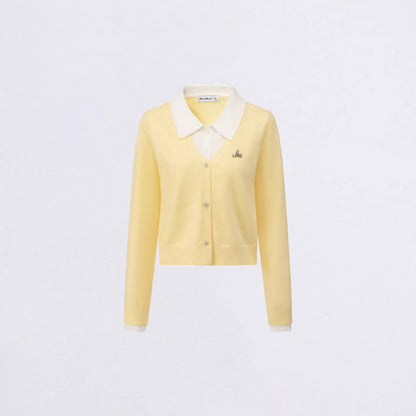 Layered-Effect Knit Polo Top