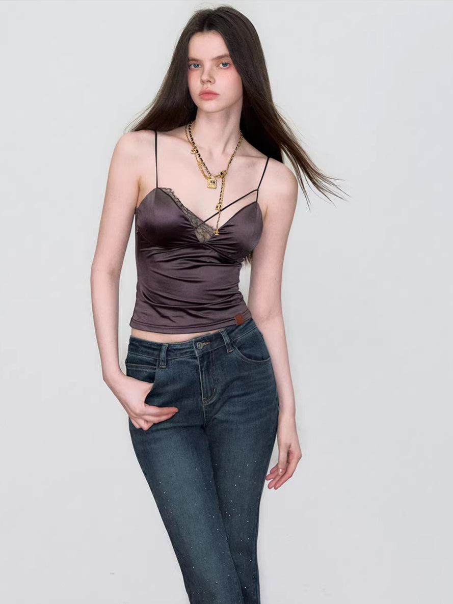 Lace-Trim Satin Camisole