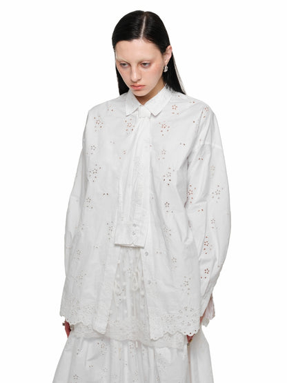 White Lace Jacquard Shirt