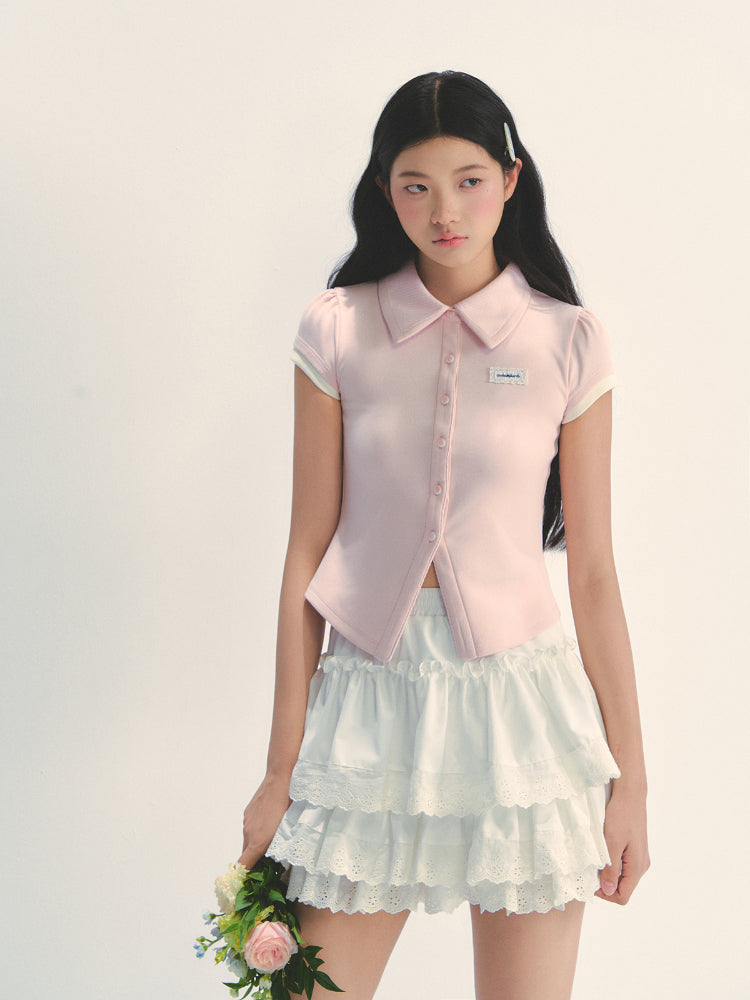 White Lace Trimmed Tiered Skirt - CHINASQUAD