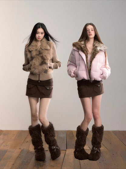 Knitted Waist Wool Blend Mini Skirt