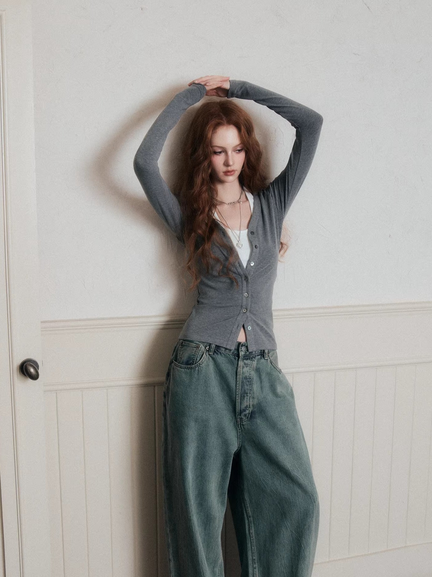 Layered Halter Camisole &amp; Knit Cardigan Set