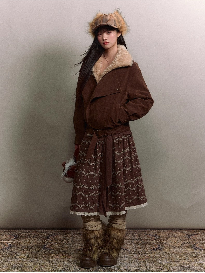 Original Suede Shearling Moto Oversized Lapel Jacket