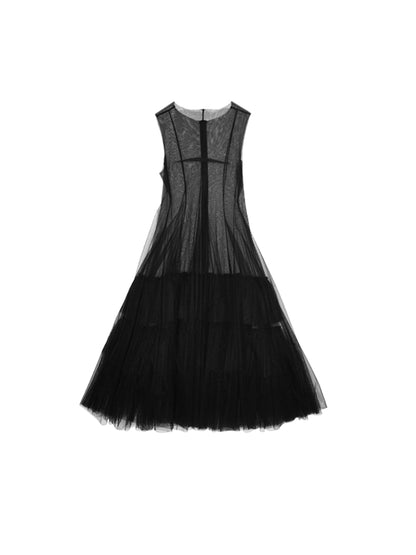 Mesh Panel Midi Dress