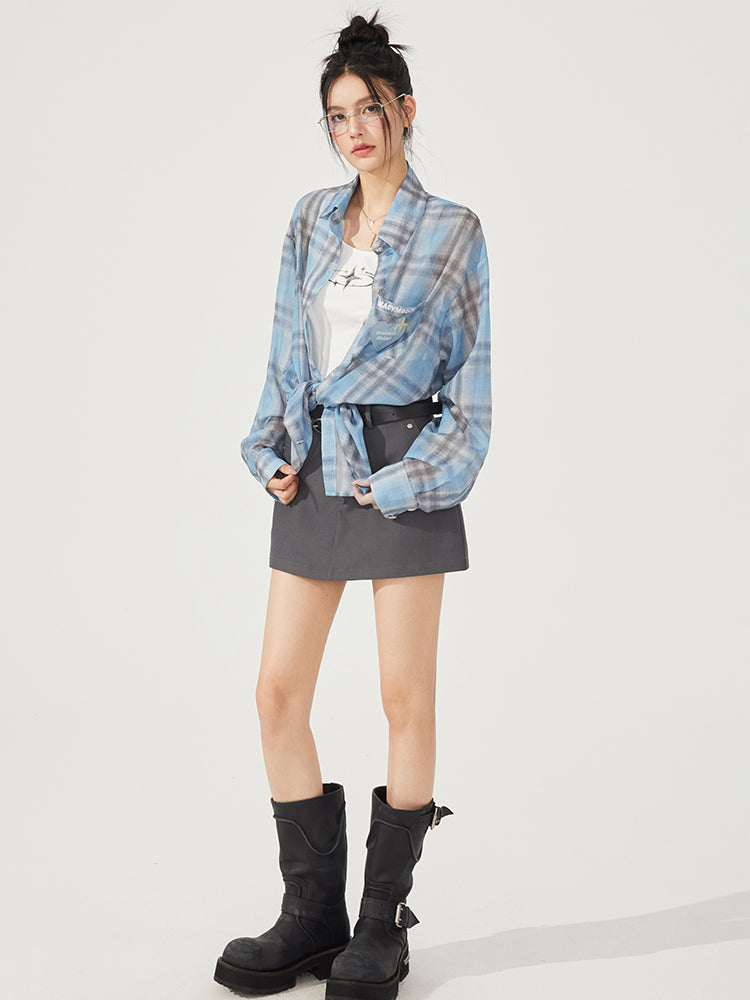 Heart Checkered Sun-protective Shirt - CHINASQUAD