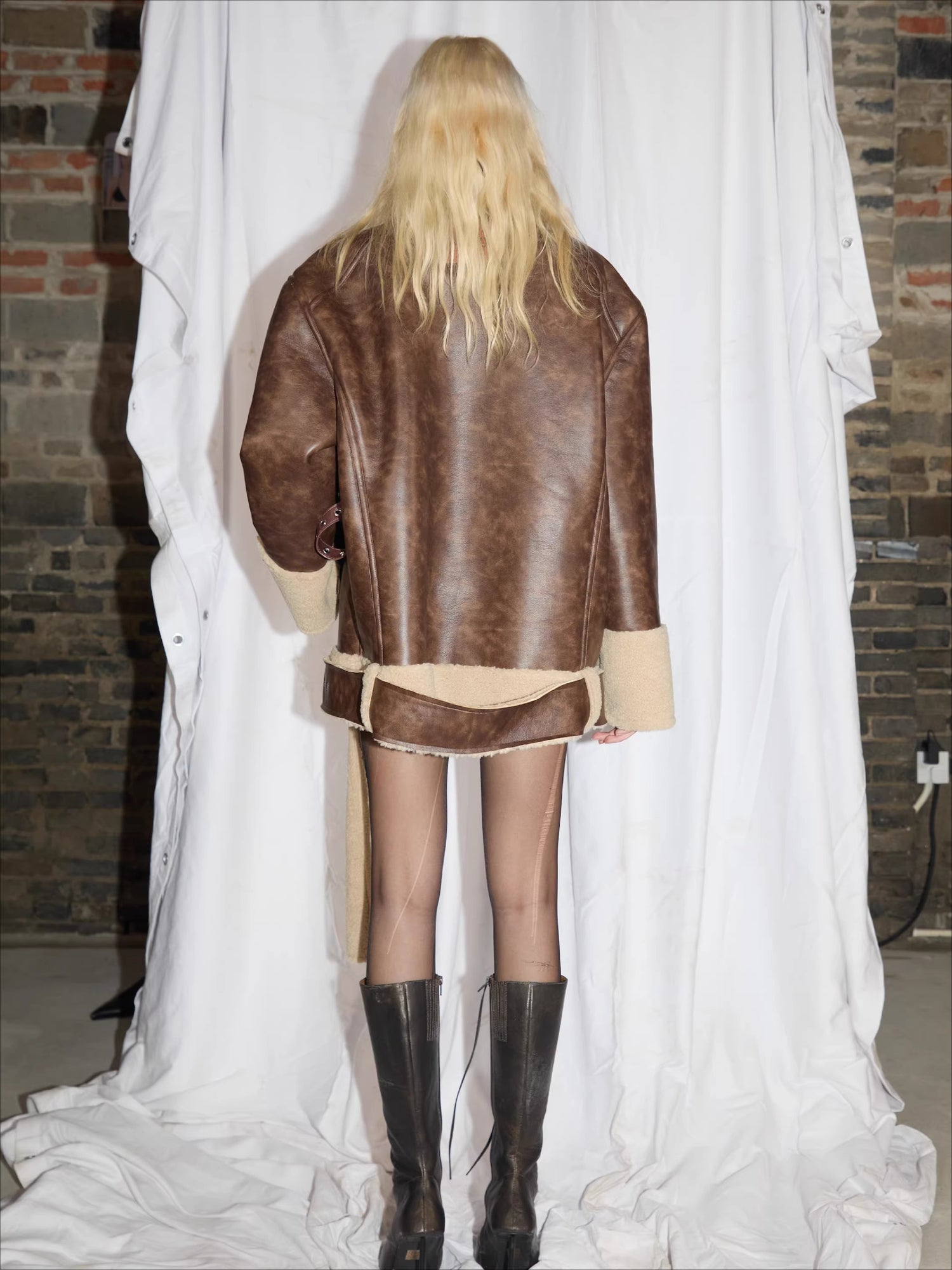 Reversible Faux Shearling Leather Jacket