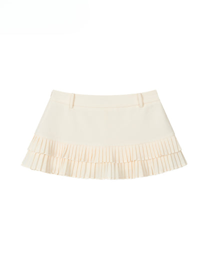 Low-Waist Pleated A - Line Tiered Skirt - CHINASQUAD