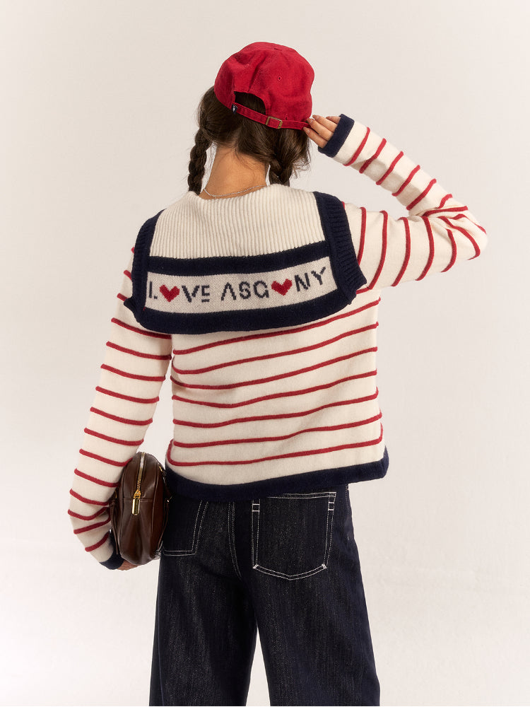 Striped Color-Block Knit Cardigan