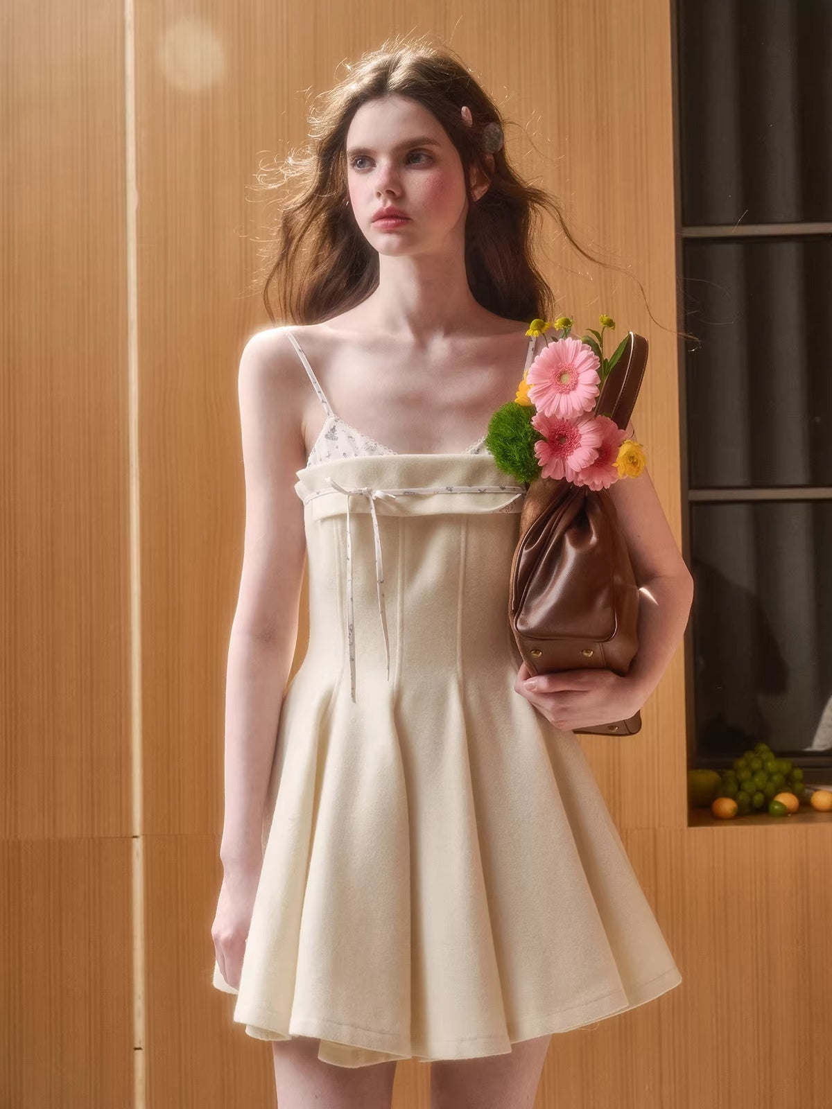 Wool-Blend Puffy Cami Dress