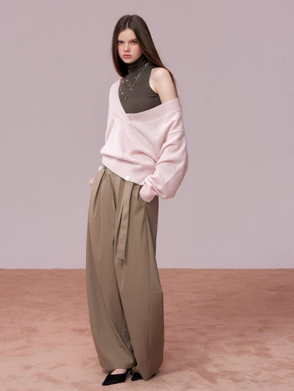 Wool Deep V-Neck Oversized Sweater