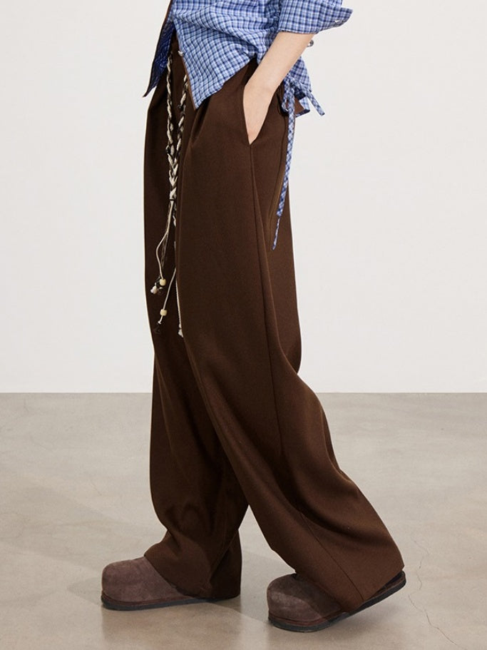 Wool-Blend Belted Wide-Leg Pants