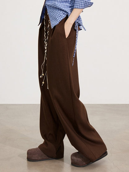 Wool-Blend Belted Wide-Leg Pants
