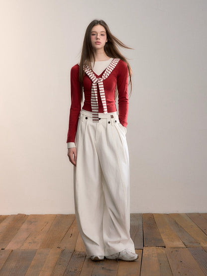 Tailored Pleated Wide-Leg Trousers