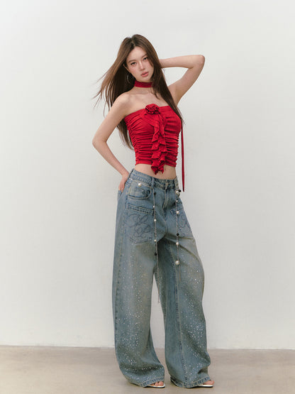 3D Rose Ice Silk Bustier