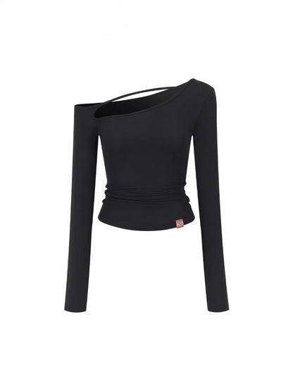 Asymmetric Shoulder Lyocell Blouse