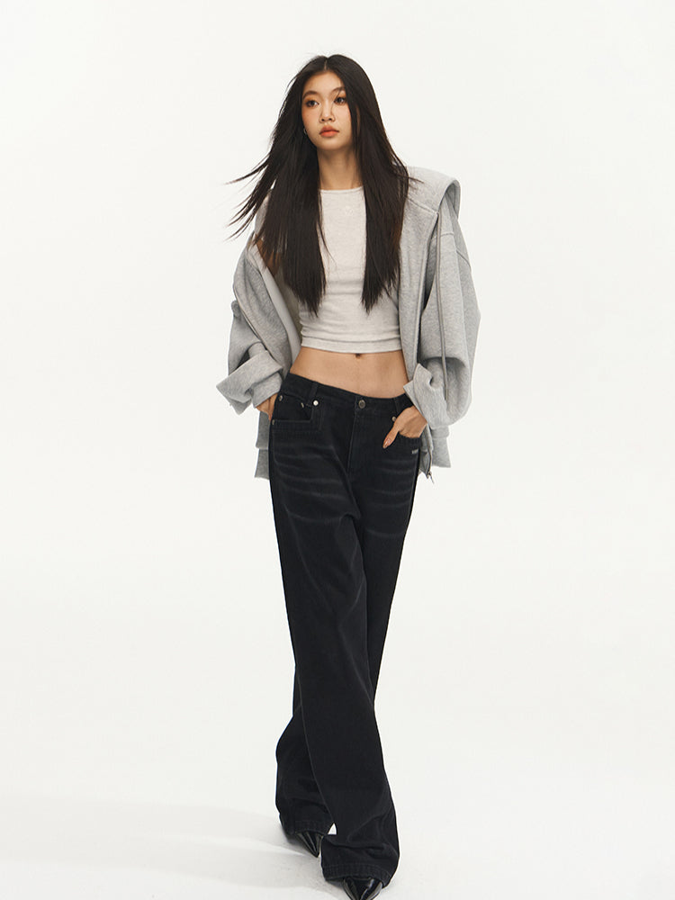 Vintage Low-Waist Loose Straight-Leg Pants