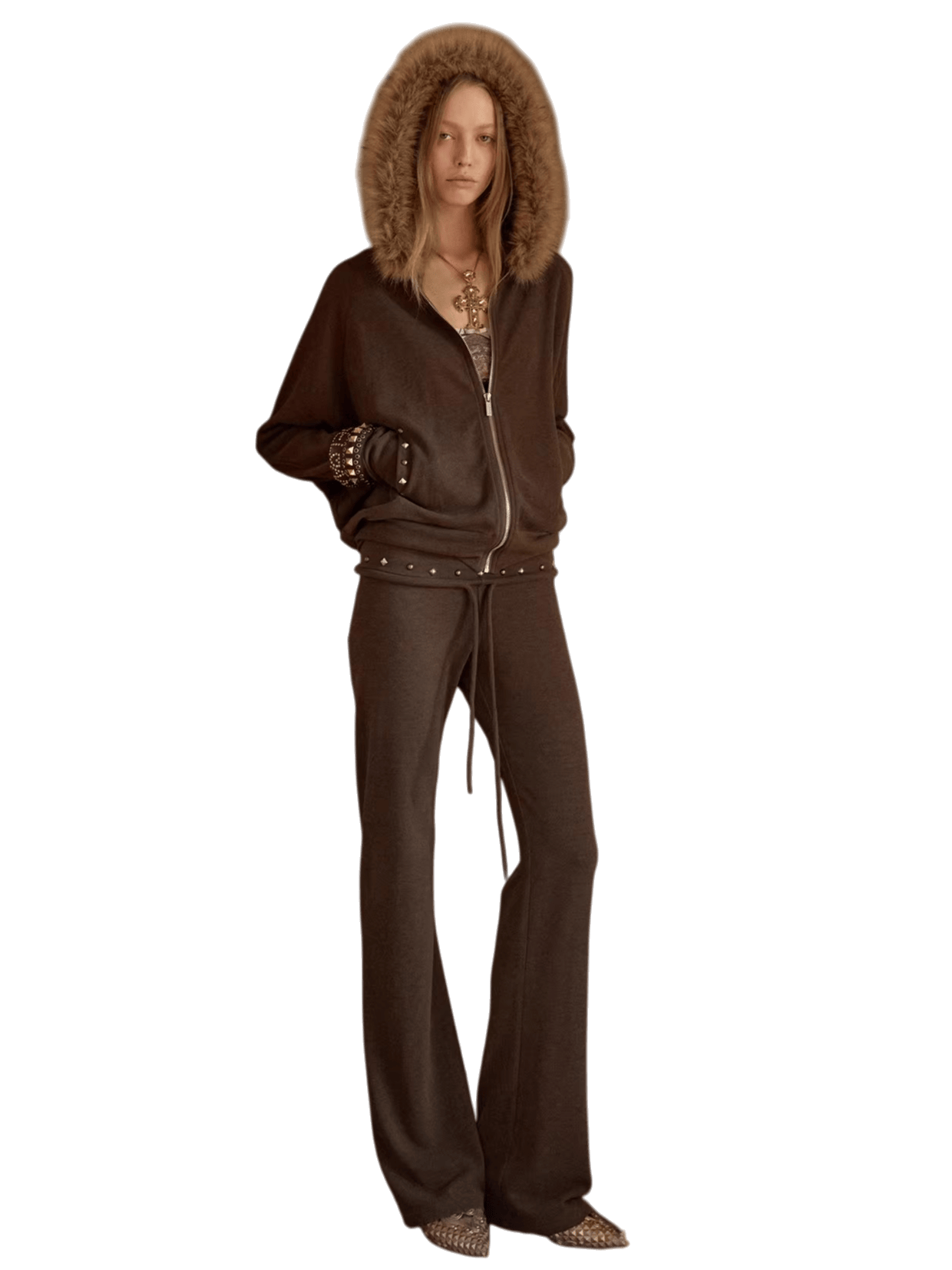 Batwing Hoodie &amp; Drawstring Flared Pants Set