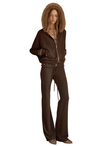 Batwing Hoodie &amp; Drawstring Flared Pants Set