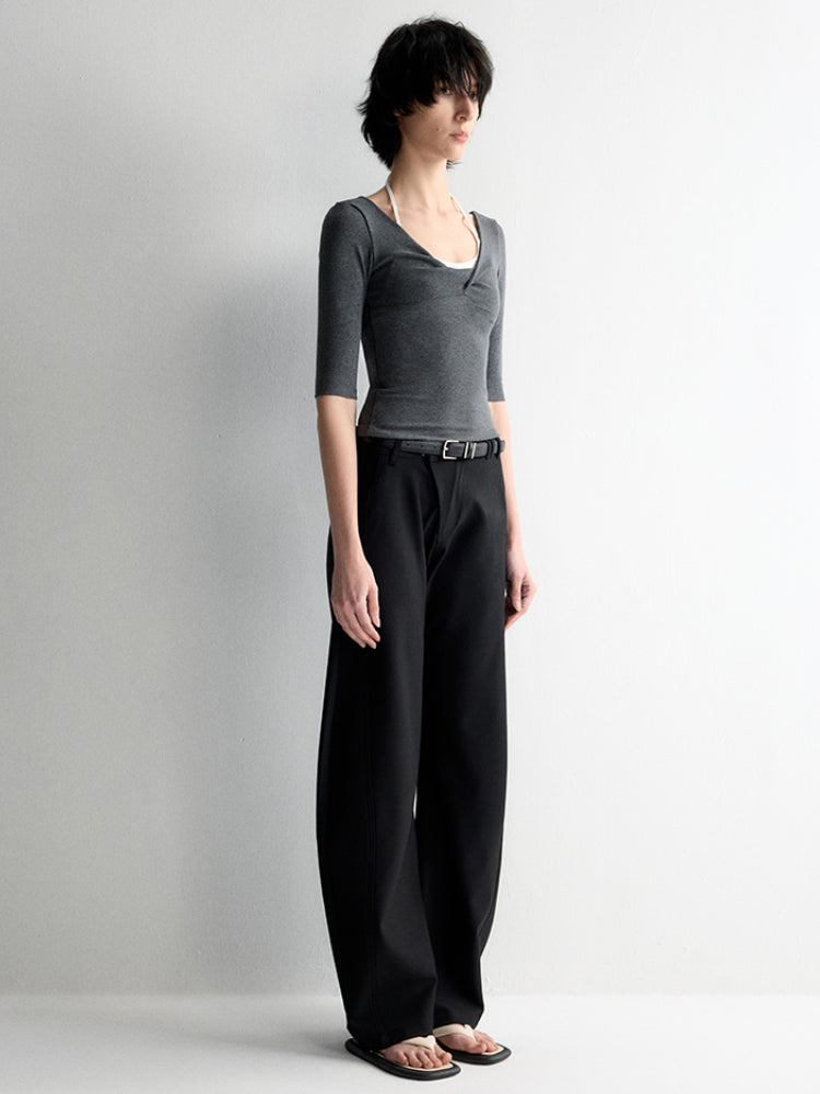 Cross-Design Low-Waisted Casual Pants