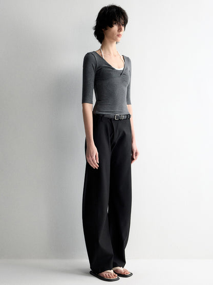 Cross-Design Low-Waisted Casual Pants