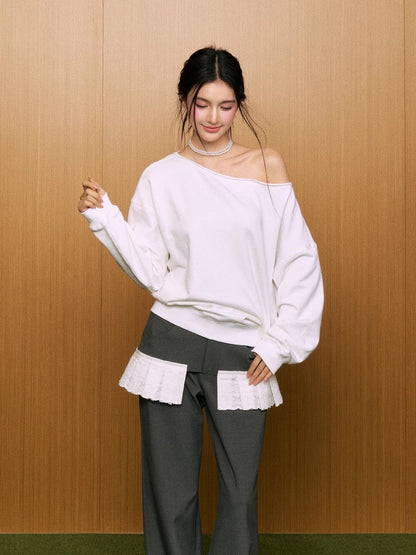 Off-Shoulder Two-Way Wear Loose Sweatshirt