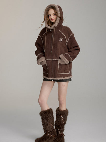 Thick Warm Faux Fur Hoodie Jacket