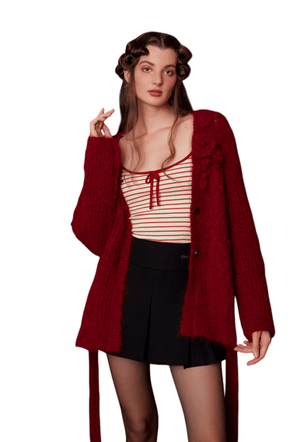 Hand-Crocheted Wool Knit Cardigan