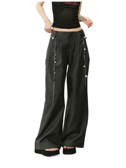 Waist-relaxed Wide-leg Suit Pants - CHINASQUAD