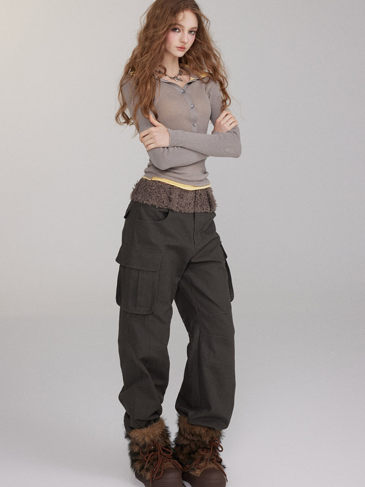 Patchwork Embroidered Pocket Cargo Pants - CHINASQUAD