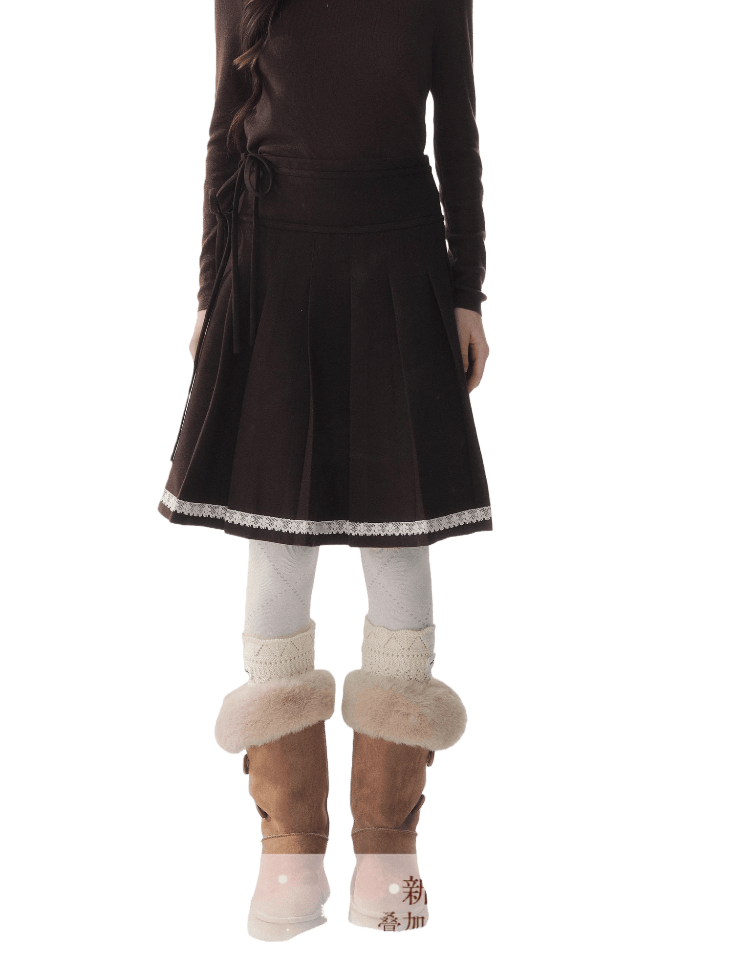 Wool-Blend Retro Pleated Skirt