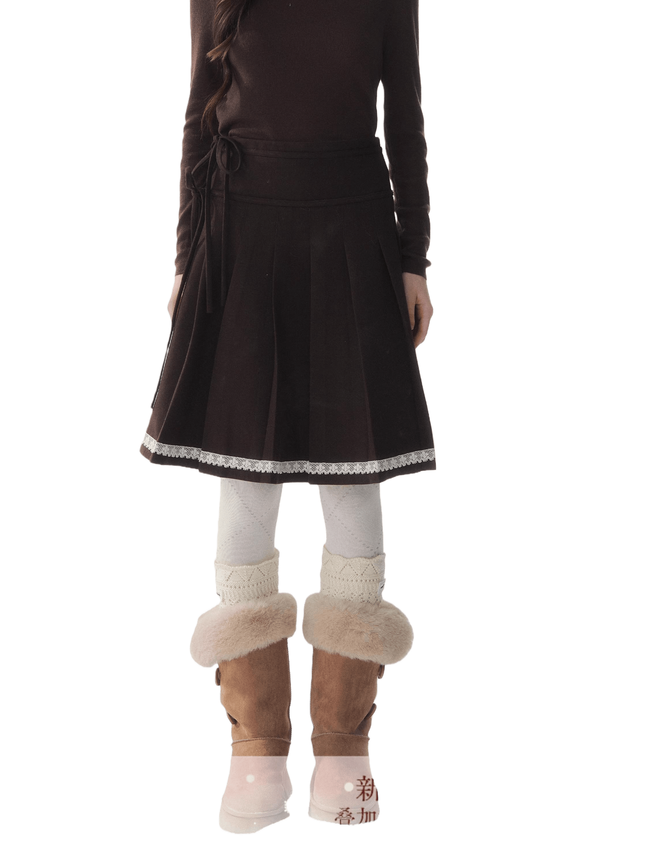 Wool-Blend Retro Pleated Skirt