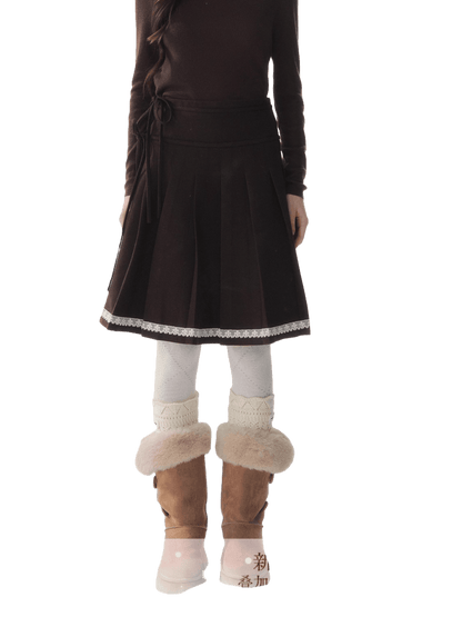 Wool-Blend Retro Pleated Skirt