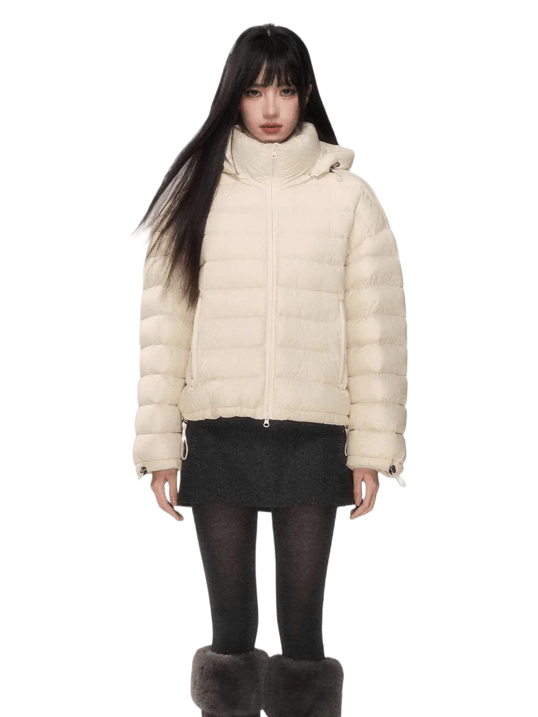 White Duck Down Hooded Puffer Jacket