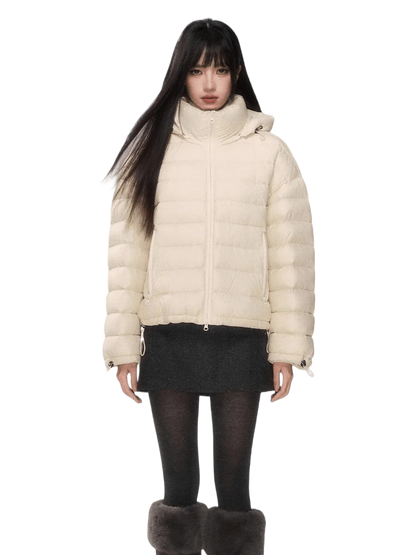 White Duck Down Hooded Puffer Jacket
