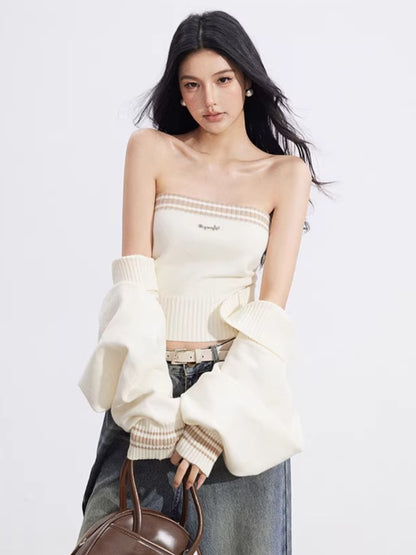 Contrast Batwing Knit 2-Piece Set