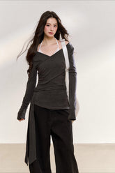 Cross Off-Shoulder Layered Blouse - CHINASQUAD