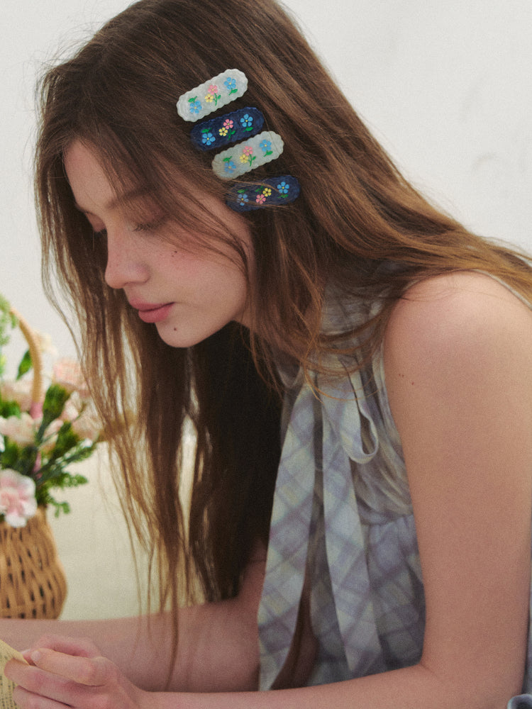 Hand-painted Flower Acetate Hair Clip