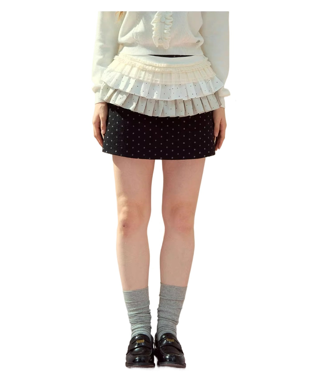 Tiered Polka Dot Layered Skirt - CHINASQUAD