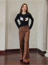 Brown Faux Leather Straight-Leg Pants - CHINASQUAD