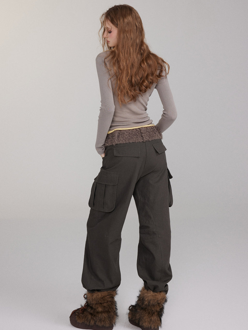 Patchwork Embroidered Pocket Cargo Pants