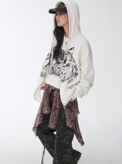 Washed Plaid Frayed-Edge Fitted Shirt