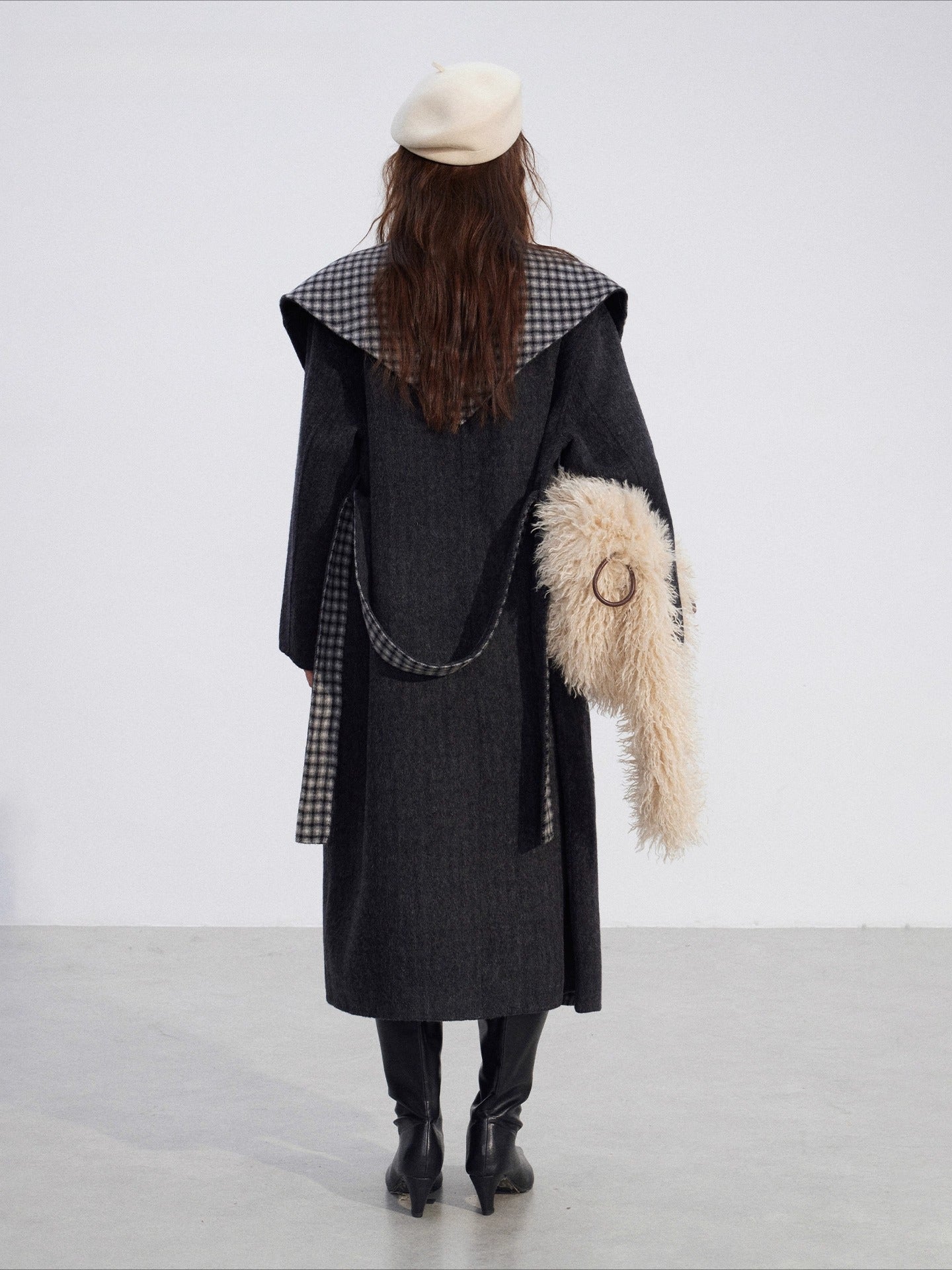 Plaid Wool-Blend Double-Faced Coat