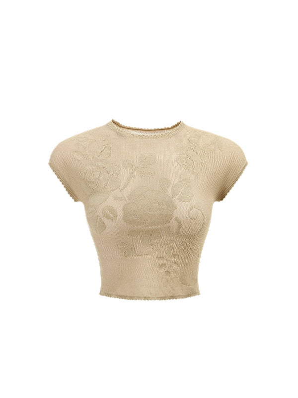 Rose Lace Cutout T-shirt - CHINASQUAD